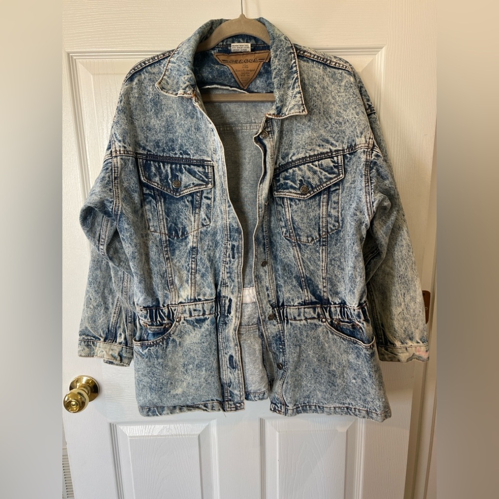 Vintage Giacca Blu Acid Wash Oversized Denim Jacket – 80s/90s Grunge Streetwear